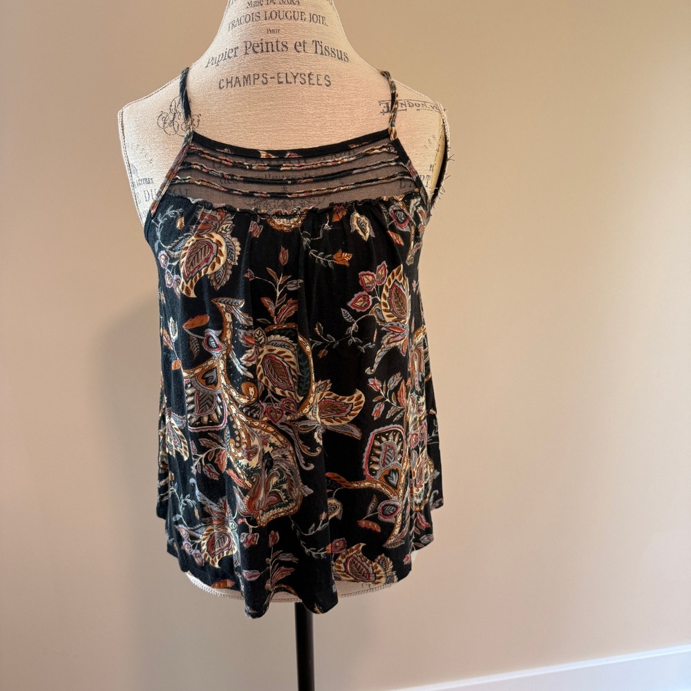 Fire Los Angeles Women's Black Floral Racer Back Tank Top Size L